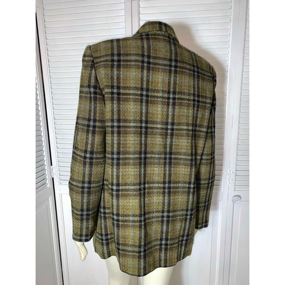 Vintage Plaid Wool Oversized Blazer Size 14 - Picture 5 of 11